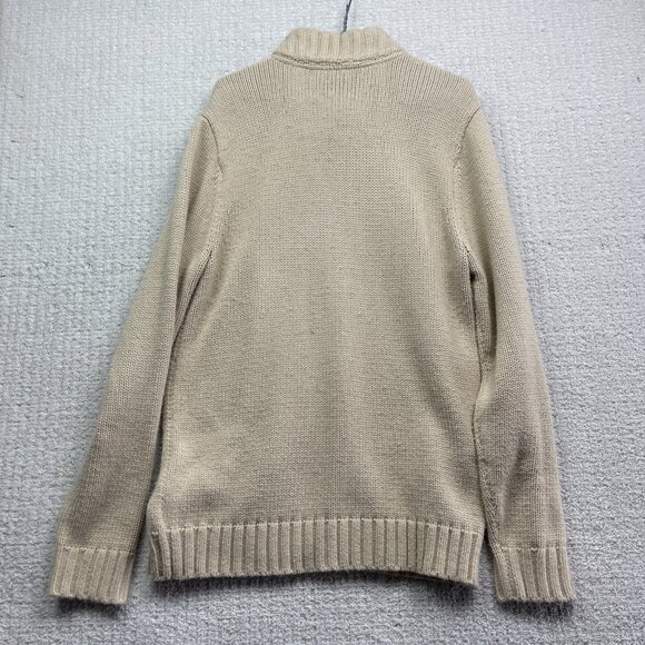Guess  Cable Knit Fisherman Sweater Mens Sz L Off-White Beige Heavyweight Grunge - Picture 9 of 12